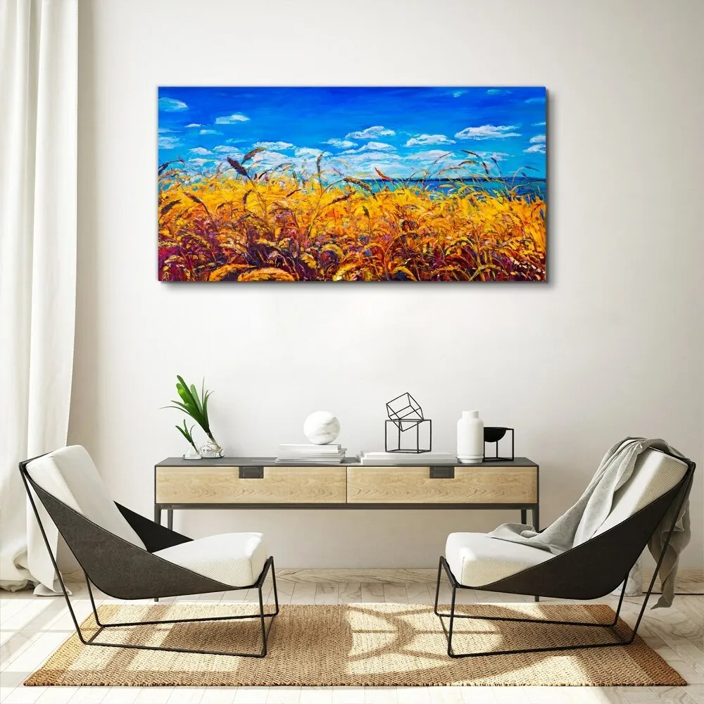 Obraz canvas Lúka pšeničná obloha