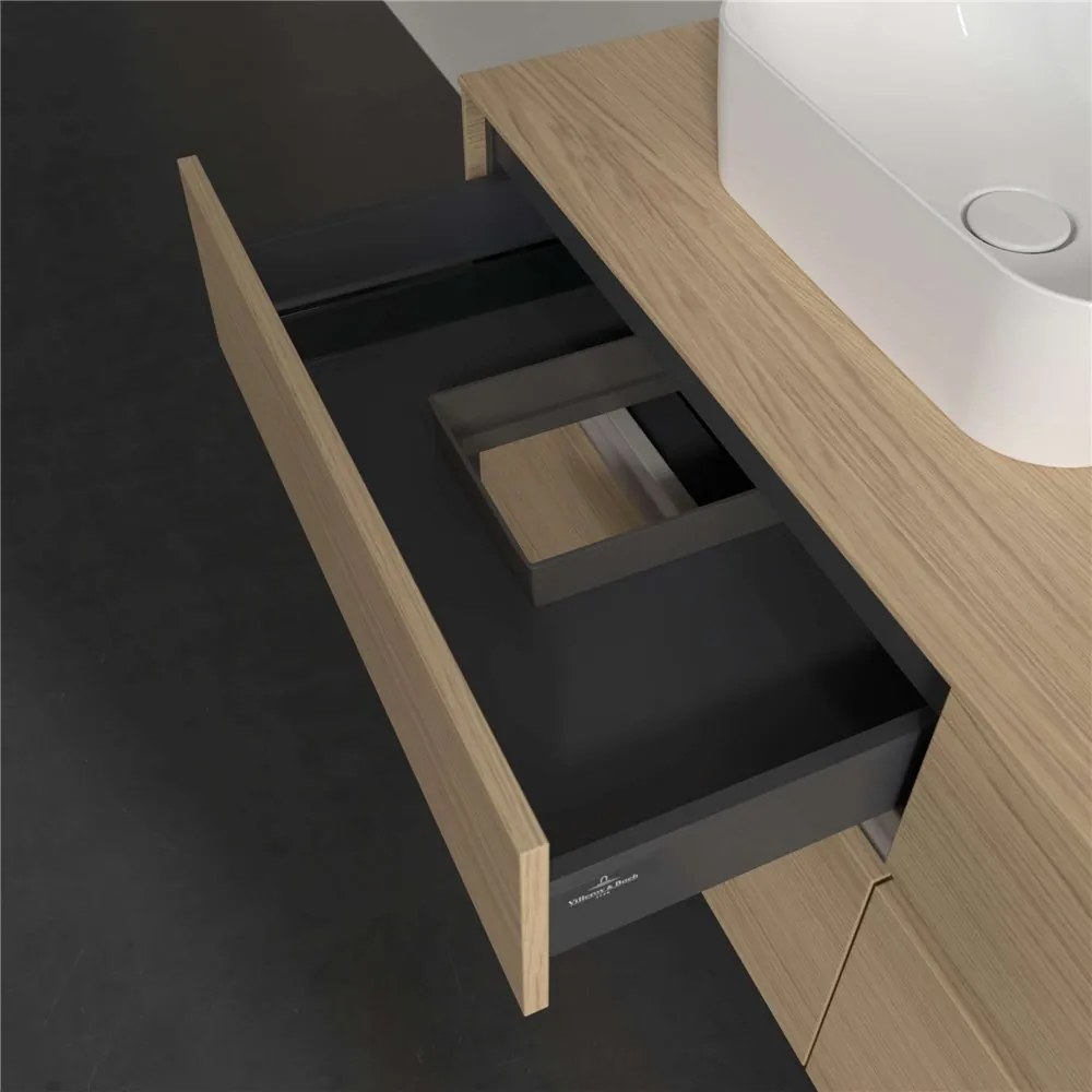 VILLEROY &amp; BOCH Collaro závesná skrinka pod dve umývadlá na dosku, 4 zásuvky, 1400 x 500 x 548 mm, Nordic Oak, C10300VJ