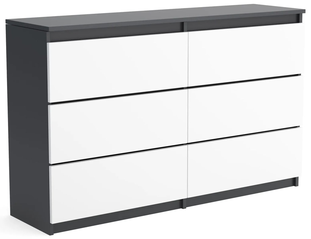 Veľká komoda 6 zásuviek ARIE šírka 120cm Antracitová/Biela