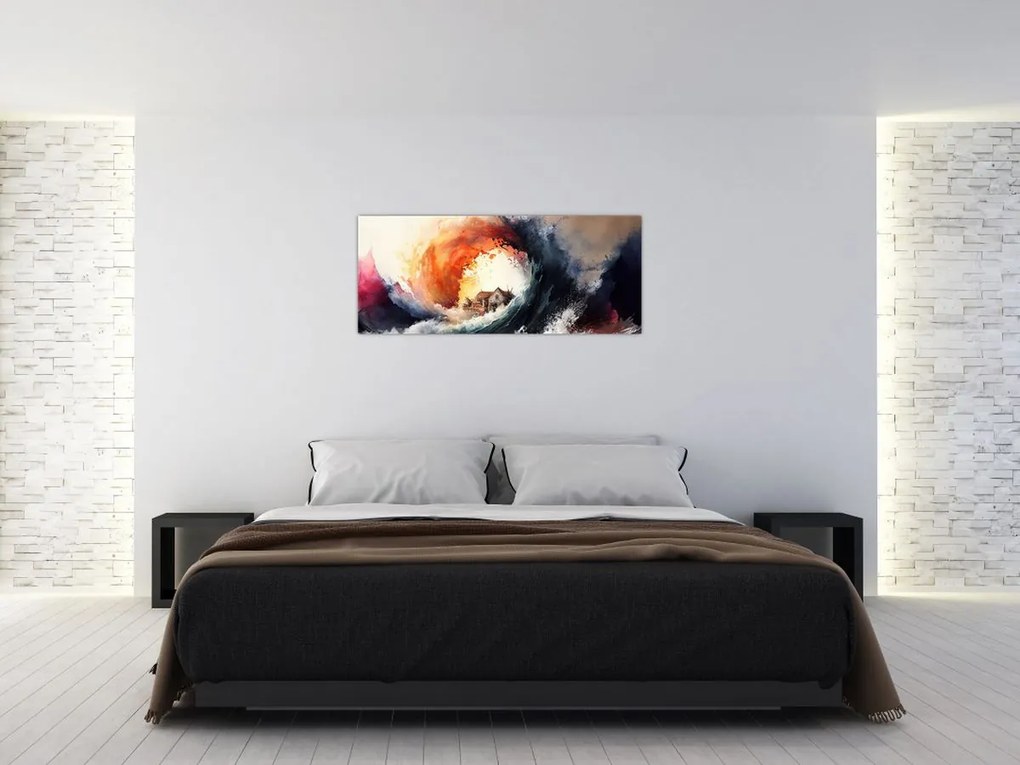 Obraz - Vo víre povodne, akvarel (120x50 cm)