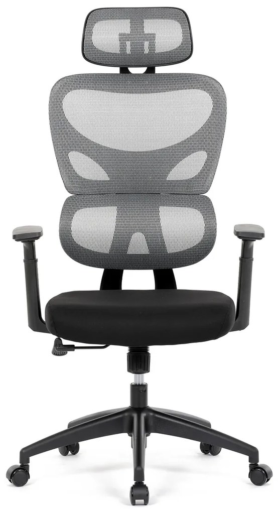 Autronic - Kancelářská židle, šedá síťovina, černý plast, kolečka na tvrdé podlahy - KA-K2080 GREY AKCE