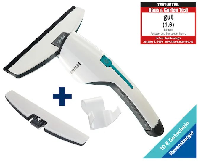 Leifheit SET Vysávač na okná a kúpeľne NEMO (NEMO + biela kúpeľňová sacia hlavica + nástenný držiak) 51035
