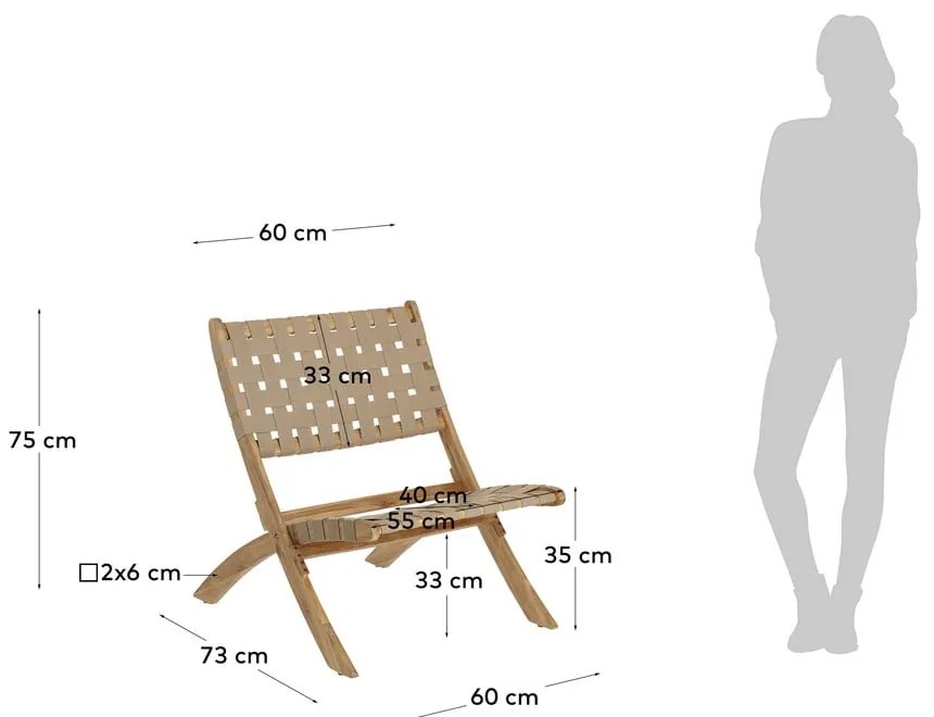 Béžové drevené záhradné kreslo – Kave Home