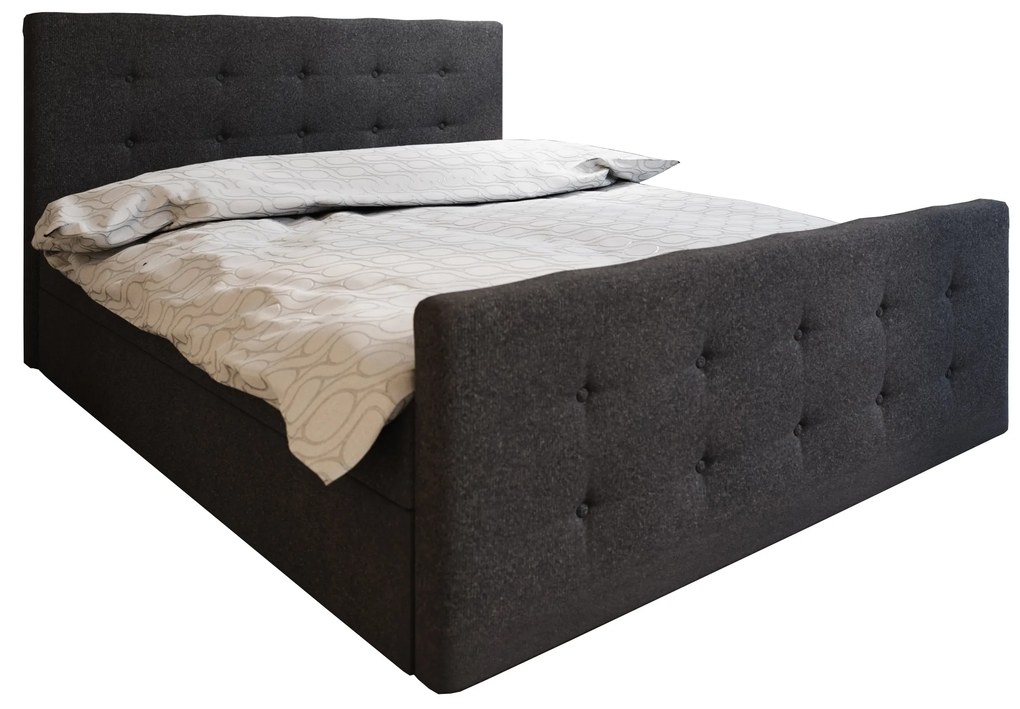 Manželská posteľ Boxspring 140 cm Milagros 1 (čierna) (s matracom a úložným priestorom). Akcia -20%. Vlastná spoľahlivá doprava až k Vám domov. 1046736