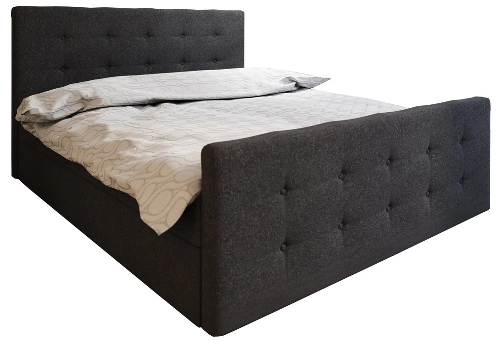 Manželská posteľ Boxspring 140 cm Milagros 1 (čierna) (s matracom a úložným priestorom). Vlastná spoľahlivá doprava až k Vám domov. 1046736