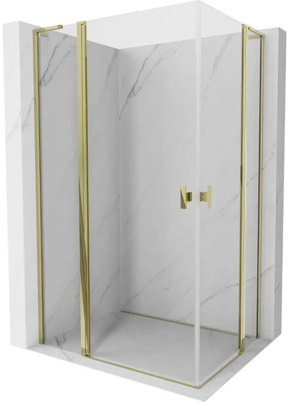 Mexen, Mexen Mist L Duo sklápací sprchový kút 115 x 110 cm, transparentný, zlatý - 8A4L-115-110-50-00