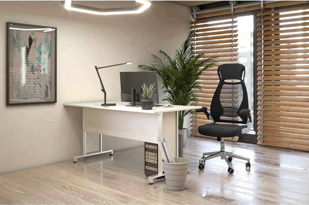 Kancelárska stolička s podrúčkami, ergonomické kreslo, čierne