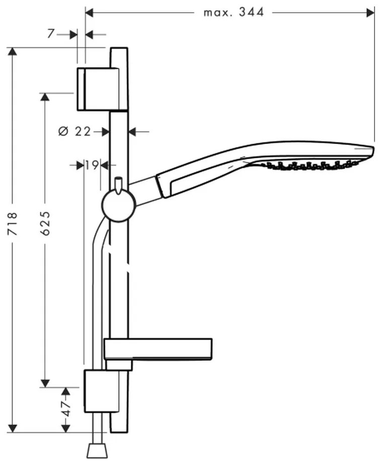 Hansgrohe Raindance Select S, sprchová súprava 150 3jet so sprchovou tyčou 65 cm a miskou, chrómová, HAN-27802000