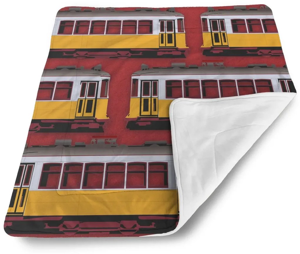 Sablio Deka pre bábätko Lisabonské historické električky Červený Pattern - 80x100 cm