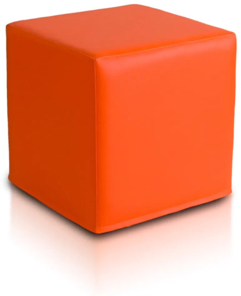 INTERMEDIC SK - Taburetka BLOCK 40x40 cm z ekokože | multifunkčný vak, podnožka, kocka Farba: E04 - Oranžová pomaranč (ekokoža)