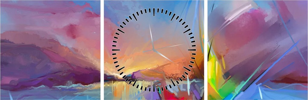 Obraz - Západ slnka (s hodinami) (90x30 cm)