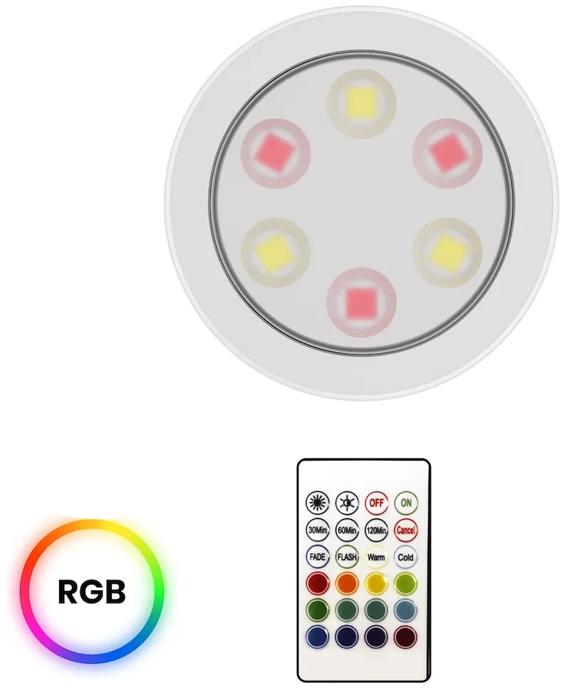 LED svietidlo Jojo, 1x LED 0,6w 3000-6000k, w, RGB, ovládač