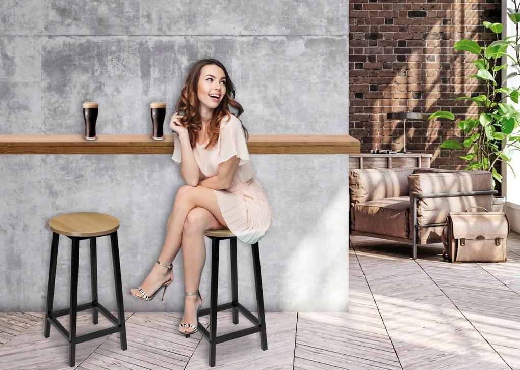 Barová židle FLINT modern oak/černá
