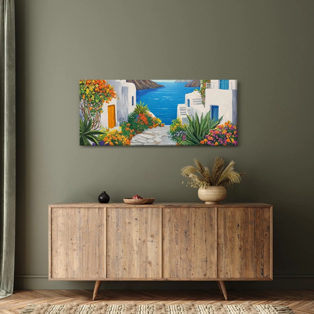 Obraz - Grécka ulička (120x50 cm)