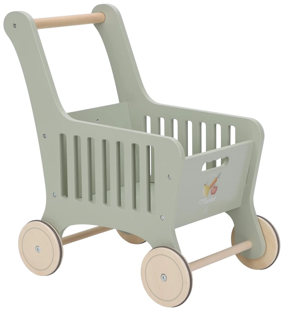 Nákupný vozík s doplnkami drevený