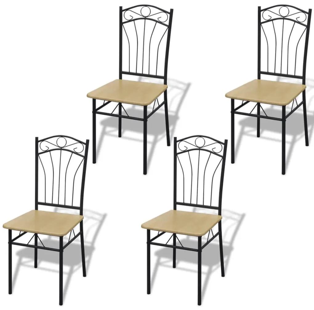 vidaXL Jedálenské stoličky 4 ks, hnedé, oceľ a MDF