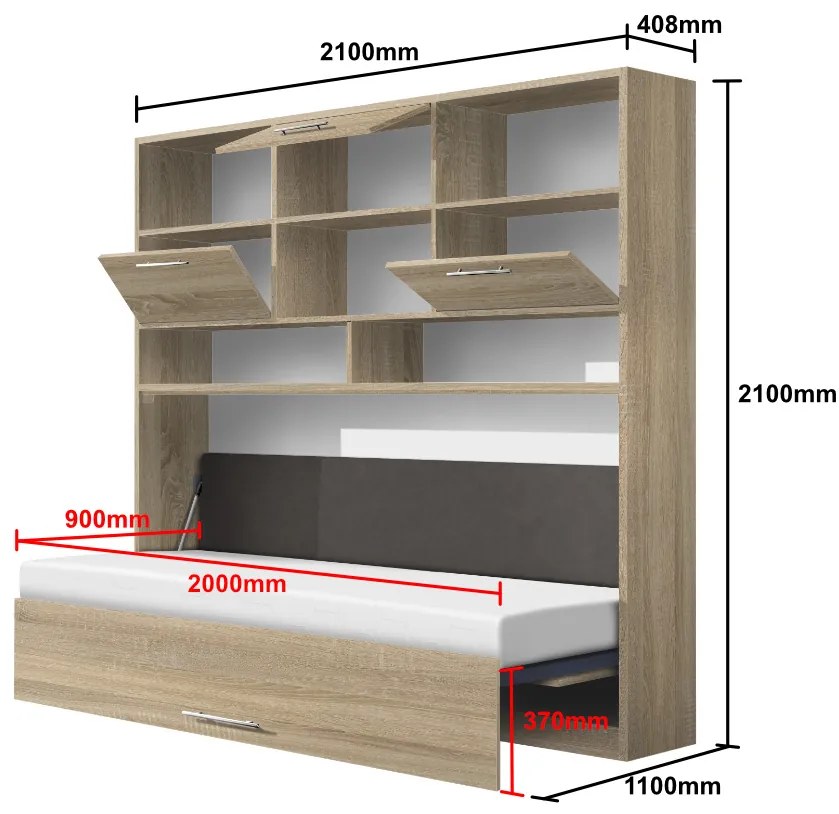 Nabytekmorava Sklápacia posteľ VS1056 MAX, 200x90cm farba lamina: agát (akát), Varianta dverí: matné
