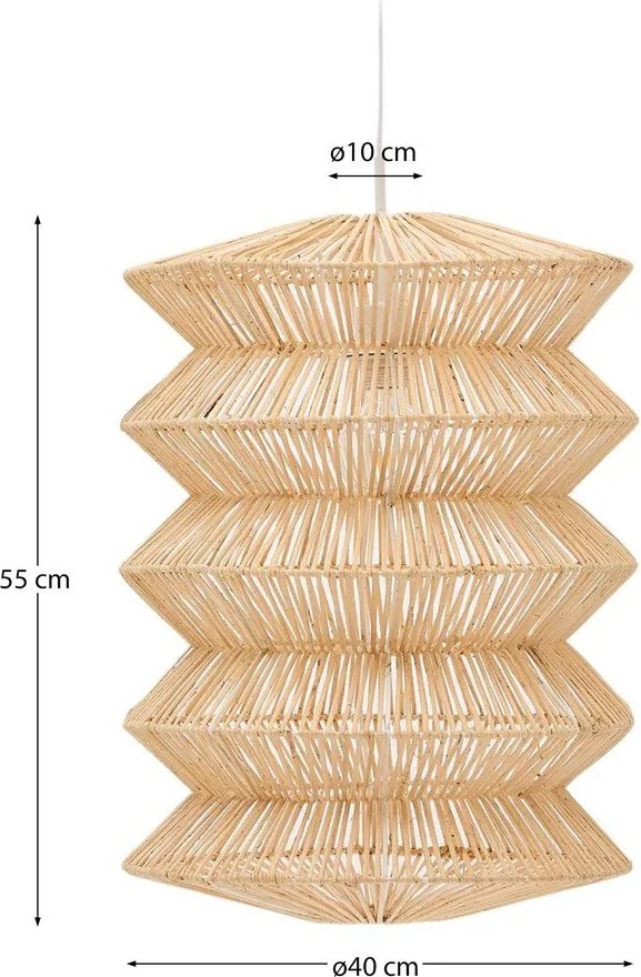 Závesné svietidlo v prírodnej farbe s ratanovým tienidlom Dakit – Kave Home