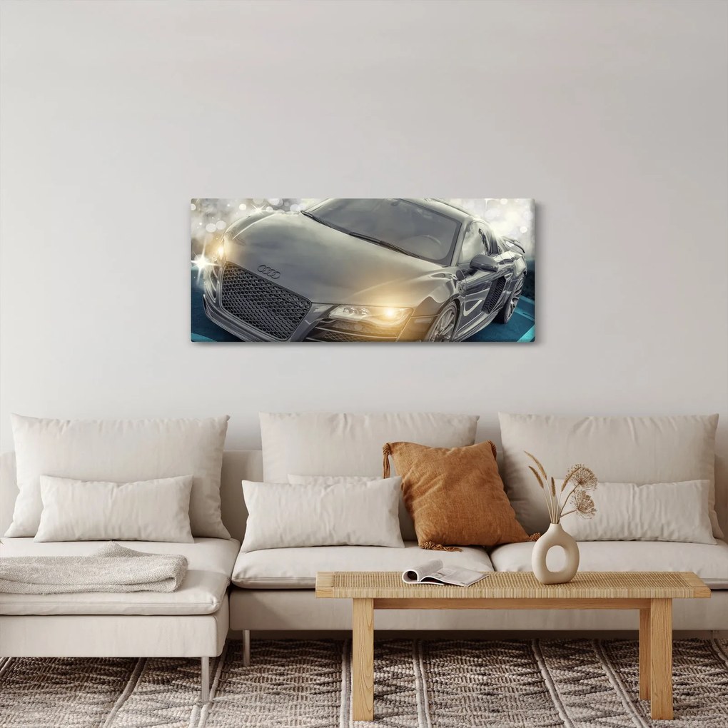 Obraz auta Audi - sivé (120x50 cm)