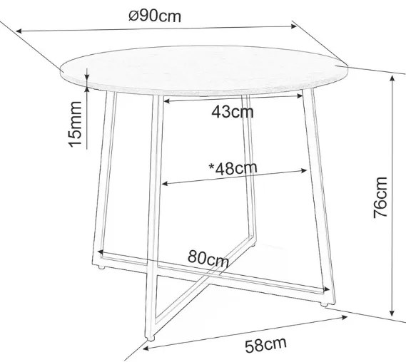 Okrúhly jedálenský stôl LUNA 90 cm, rustikálne hnedá