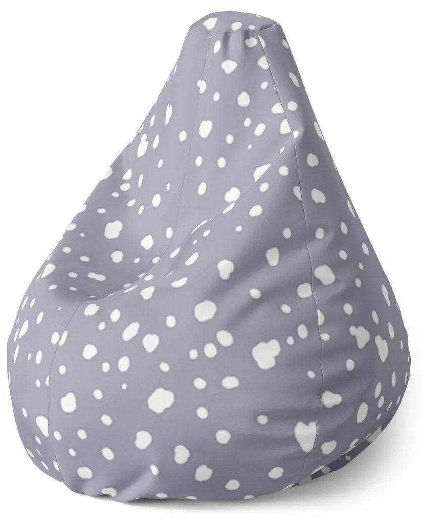Sablio Sedací vak Pear Biele fliačiky na fialovej - 140 x 100 x 25 cm