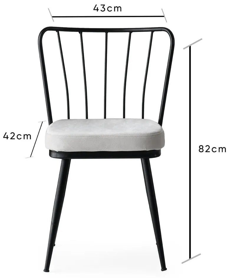 Bielo-čierne kovové jedálenské stoličky v súprave 2 ks Yildiz – Kalune Design