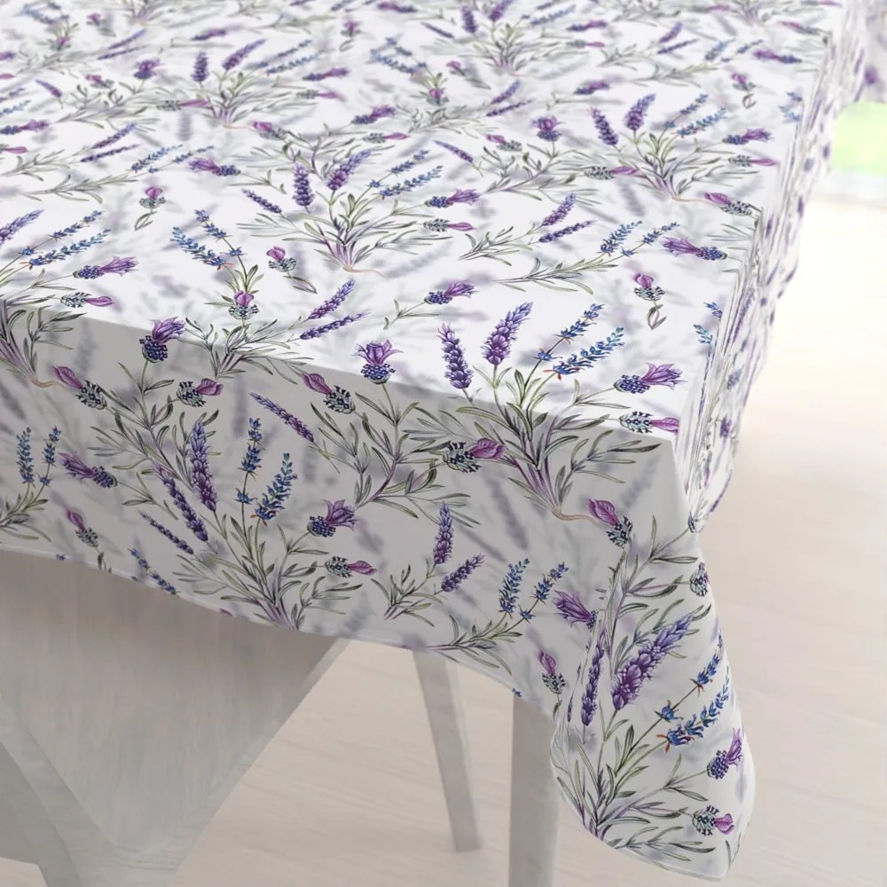 Biante Teflónový obdĺžnikový obrus TF-072 Levandule na bielom 50x100 cm