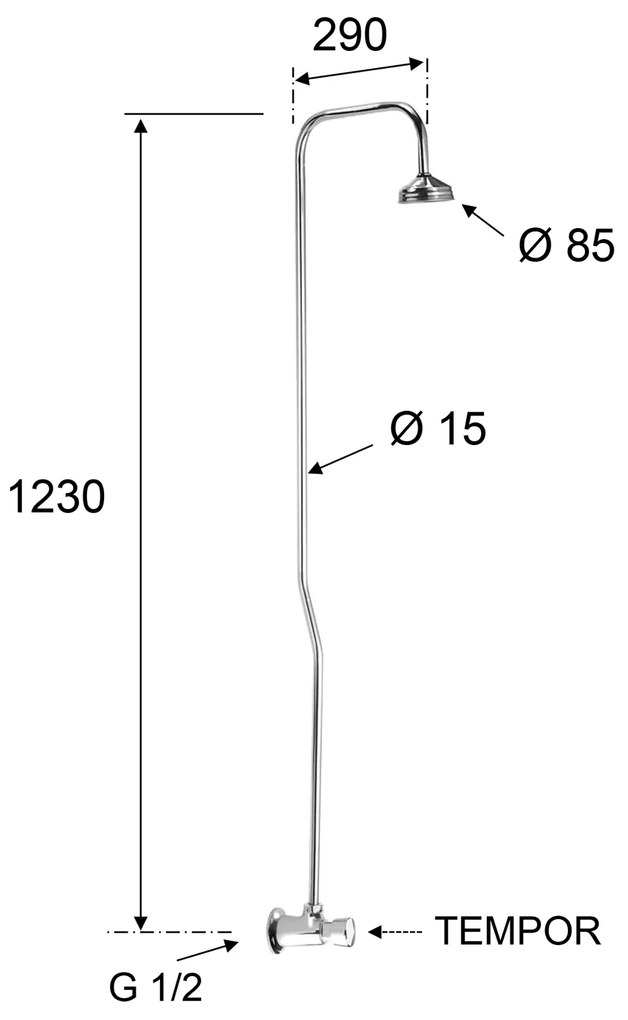 Sapho Sapho, Sprchový stĺp s tlačným ventilom, chróm, TEM400