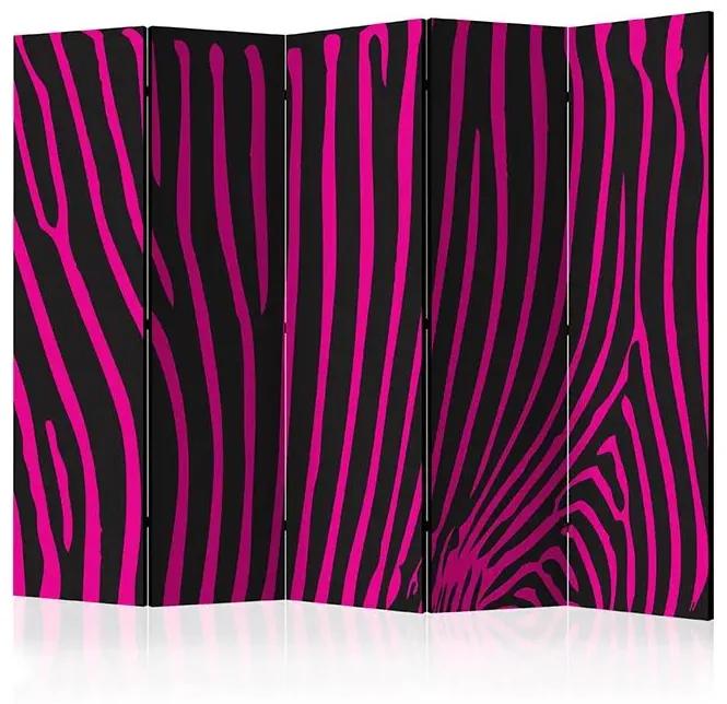 Paraván - Zebra pattern (violet) II [Room Dividers] Veľkosť: 225x172, Verzia: Akustický