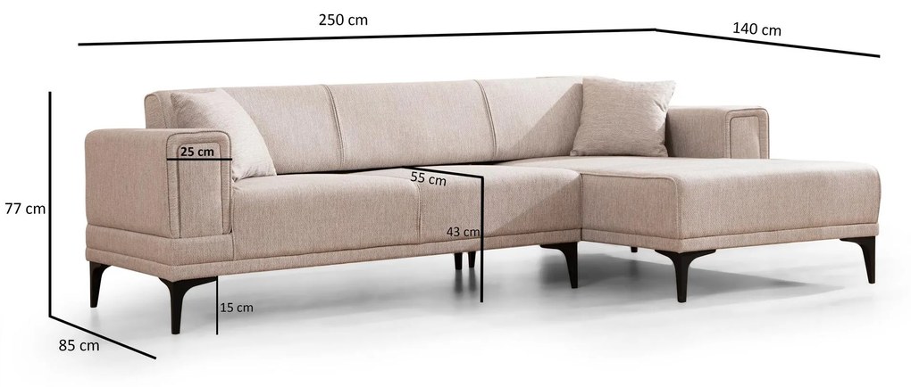 Rohová sedačka Horazotta (P) (svetlohnedá + čierna). Akcia -18%. Vlastná spoľahlivá doprava až k Vám domov. 1106856