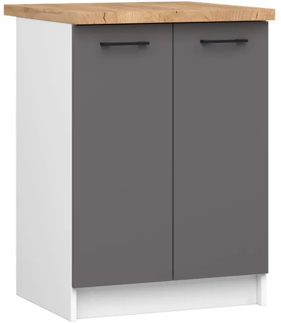 Spodná kuchynská skrinka s doskou OLIWIA S60 biela / grafitová / sivá