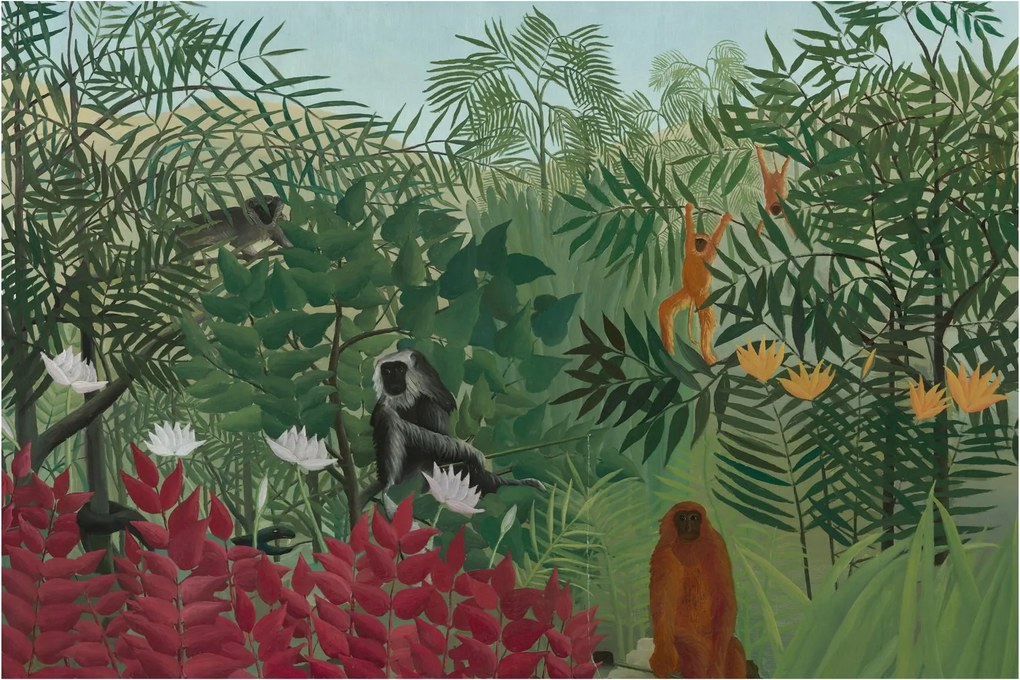 Obraz - Henri Rousseau, Tropical Forest with Monkeys, reprodukcia (90x60 cm)