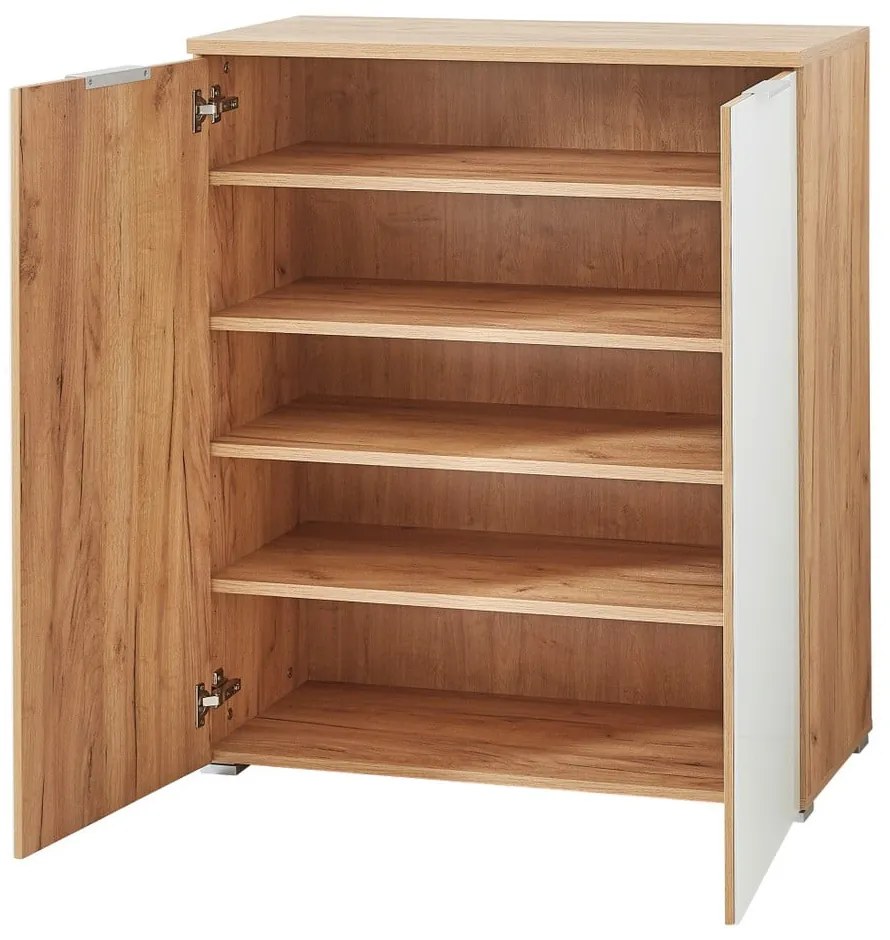 Biela skrinka na topánky v dekore duba Telde - Germania