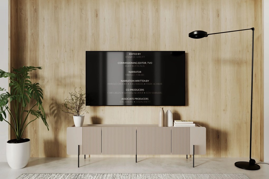 TV stolík Malmi 200 cm - kašmírová / čierna