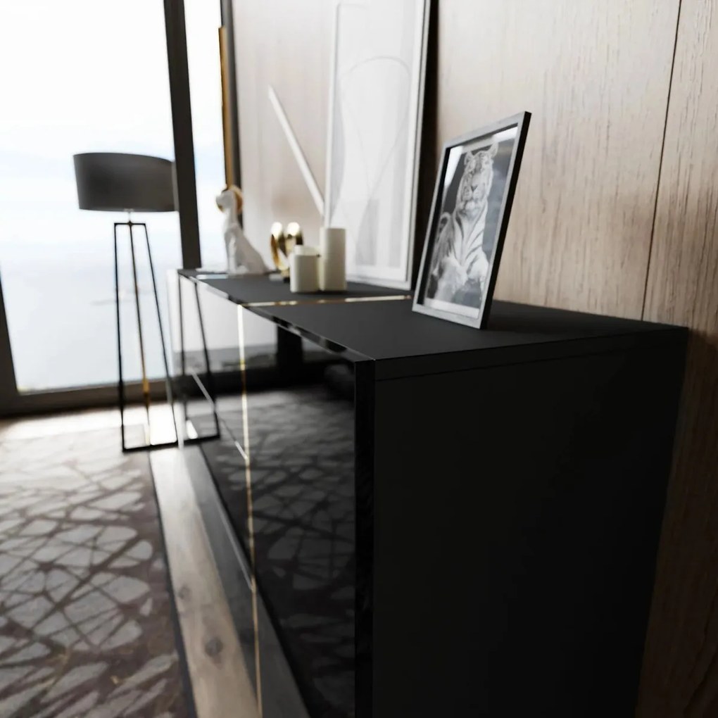 OBÝVACIA STENA / ZOSTAVA SANTINO ČIERNA / ZLATÁ VYSOKÝ LESK