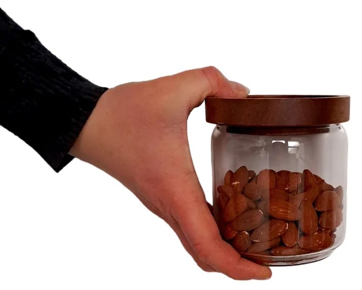 Sklenené dózy, 3 ks s akáciovým vekom, 260/440/950 ml