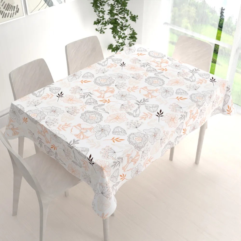 Biante Bavlnený obdĺžnikový obrus Sandra SA-526 Hnedé vlčie maky na bielom 50x100 cm
