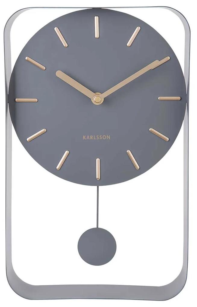 Nástenné hodiny Pendulum Charm šedé 32,5 × 20 × 5 cm