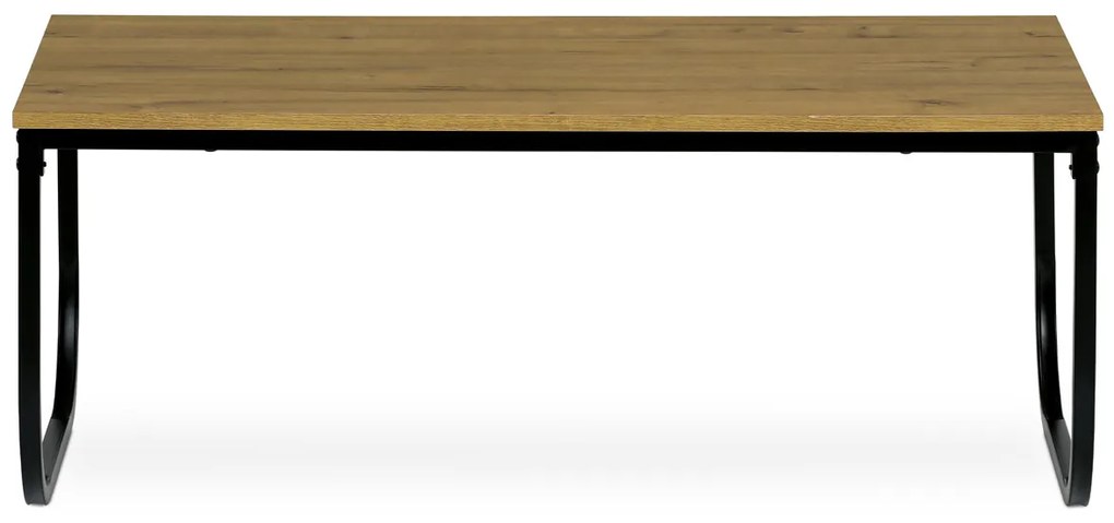 Stôl konferenčný - MDF doska s dekorom divoký dub, čierny kov 100 x 60 x 40 cm