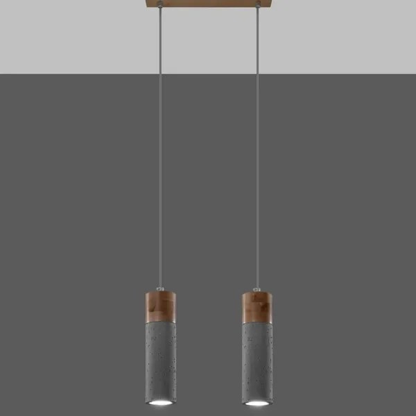 Sollux SL.0966 - Luster na lanku ZANE 2xGU10/40W/230V betón/drevo