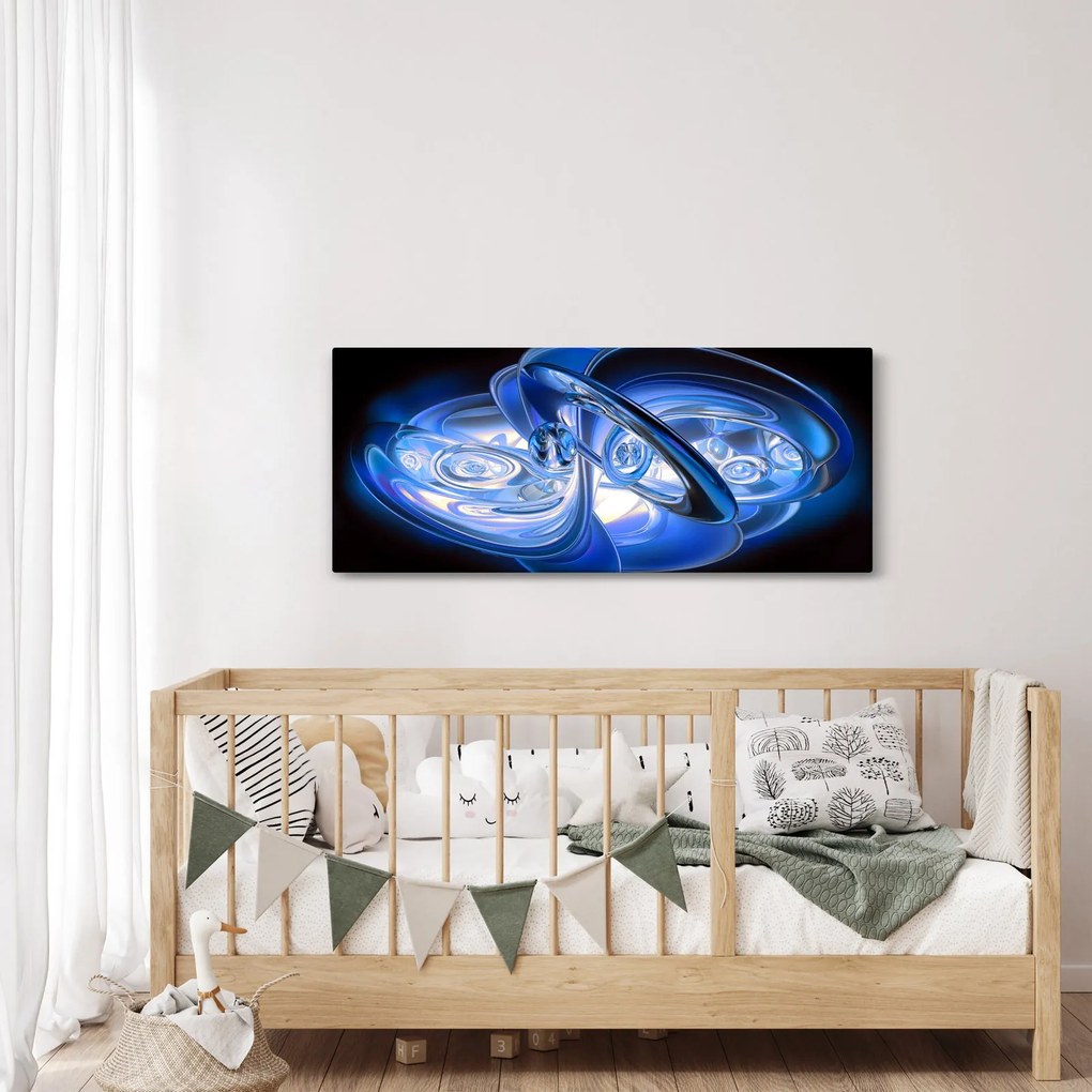 Modrý abstraktný obraz (120x50 cm)