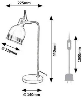 RABALUX Industriálna stolná lampa FLINT, 1xE14, 25W, čierna