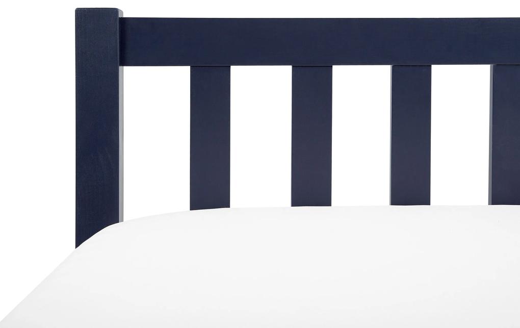 Drevená posteľ 180 x 200 cm tmavomodrá FLORAC Beliani