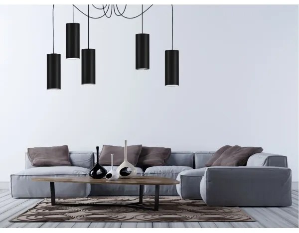 Luster na lanku ZIK 5xE27/40W/230V pavúk čierna