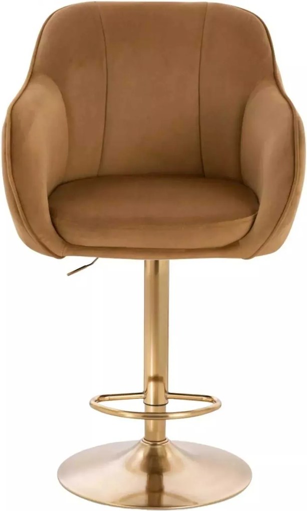 LuxuryForm DESIGN Barová stolička AVOLA VELUR na zlatom tanieri - medová