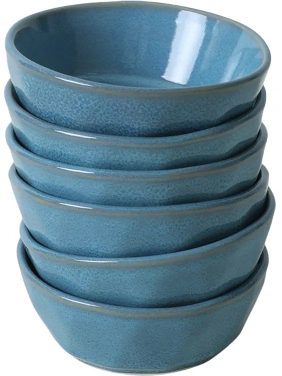 Súprava 6 kameninových misiek Facetta 12 cm, tyrkysová