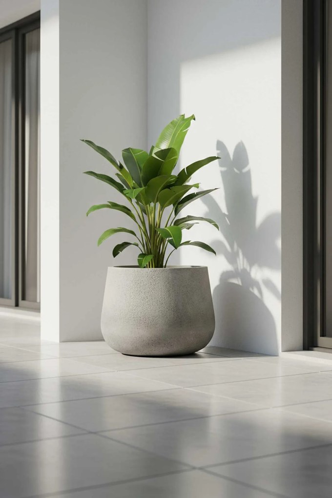 Kvetináč GIRAR, sklolaminát, výška 37 cm, tmavo sivá