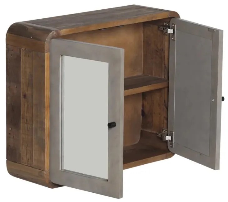 furniture-nabytek.cz - Masivní koupelnová sestava Dingle II z recyklované borovice a MDF, lakovaná, přírodní/šedá