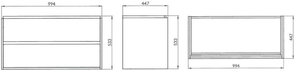 Cersanit Crea, závesná skrinka pod umývadlo 100x45 cm, biela lesklá, S924-021