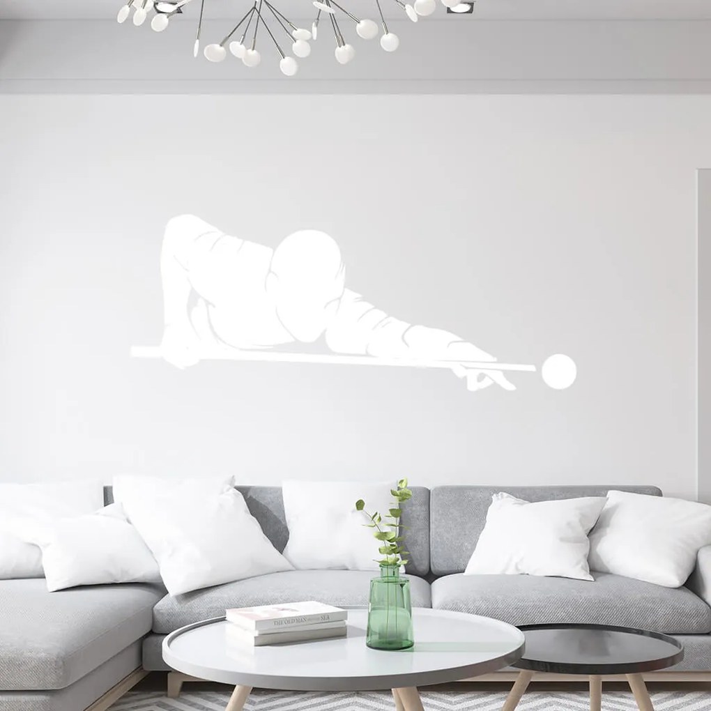 Veselá Stena Samolepka Hráč biliardu Farba: bílá, Veľkosť: 60 x 23 cm